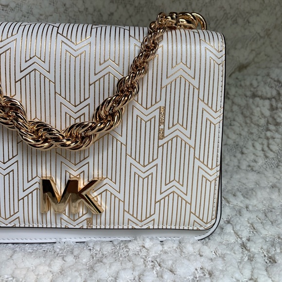 Michael Kors Mott Metallic Deco Chain Shoulder Bag - Picture 5 of 8